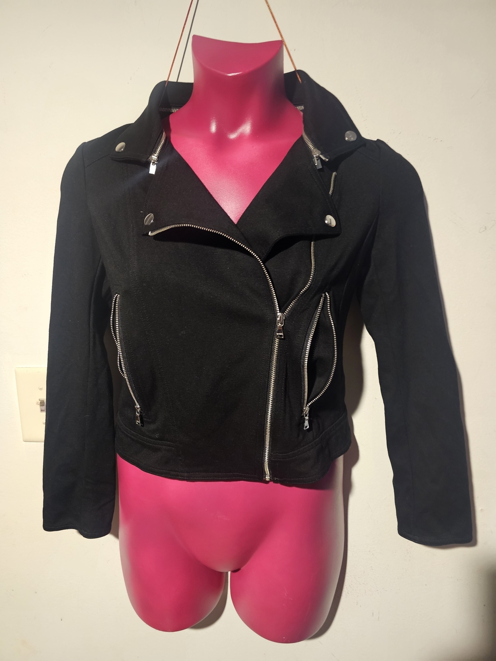 Express Black Moto  Jacket with Silver Hardware
